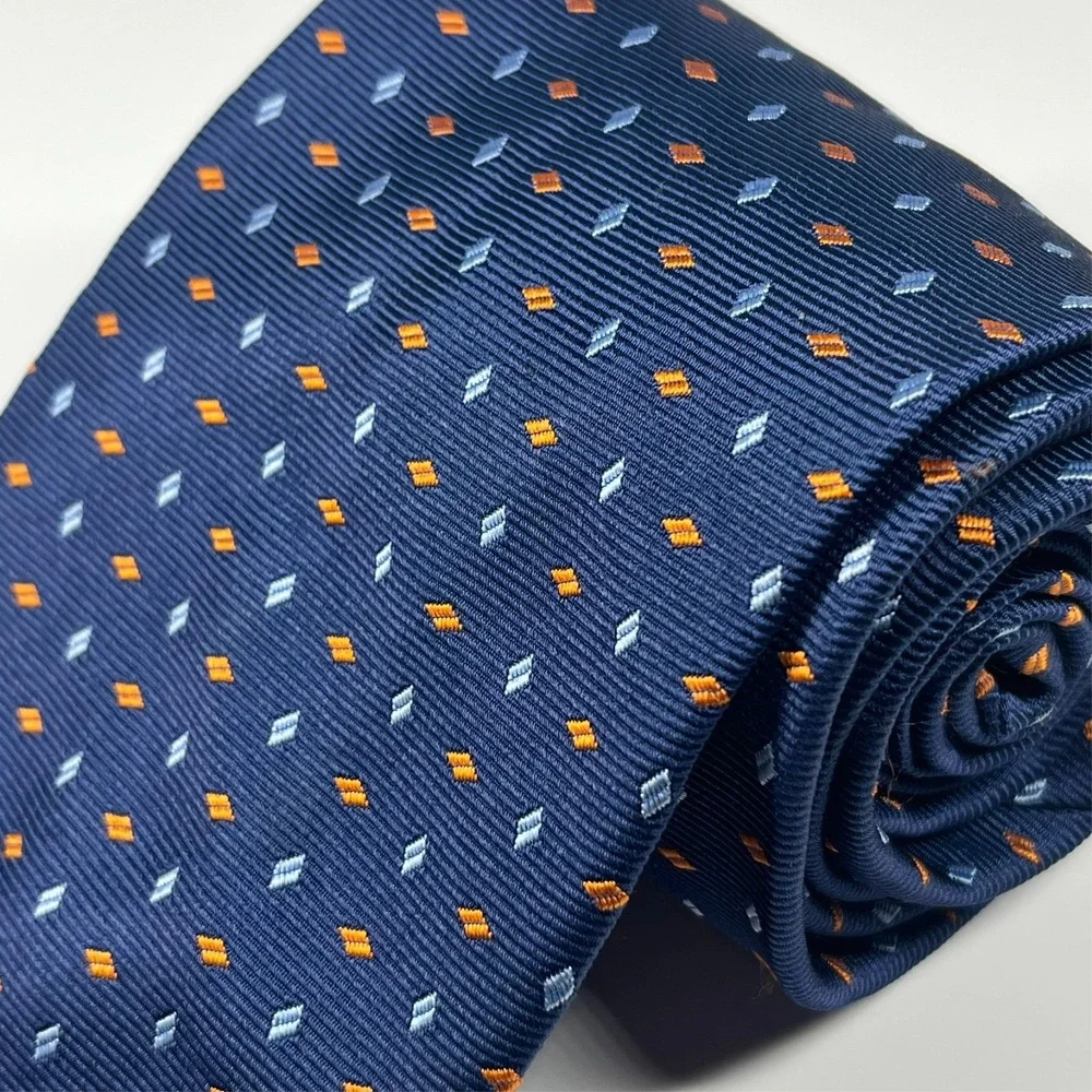 Brooks Brothers 346 Repp‎ Silk Men's Necktie Navy Geometric Colorful Diamonds
